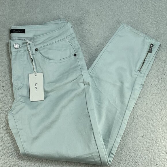 Kancan Jeans Women Size 28 Mint Green Low Rise Skinny Tapered Zip Ankle 30x27 - Picture 1 of 14